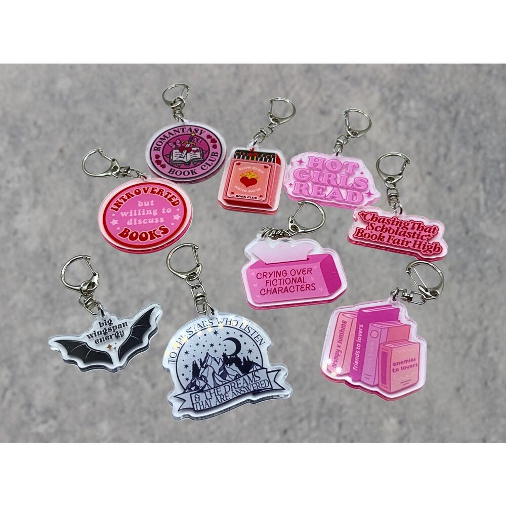 ⭐PICK 3/$15 Book Trope Stack Acrylic Keychain, BookTok Reader Gift - Picture 5 of 5